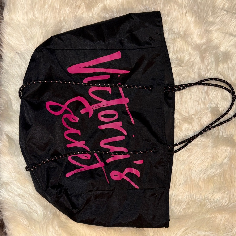 Victoria's Secret Black Tote with Pink Script